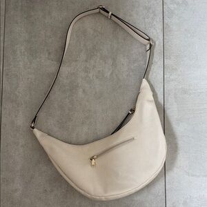 Cream Leather Hobo Shoulder Bag - Unbranded